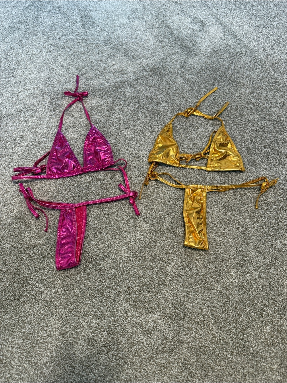 Sexy Metallic Two-Piece lingerie swim Set - Pink and Gold